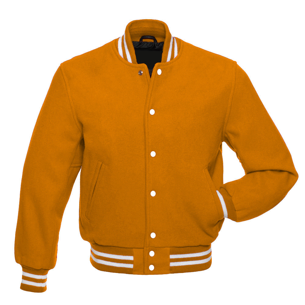 Gold All Wool Varsity Jacket – Letterman Baseball Style Coat