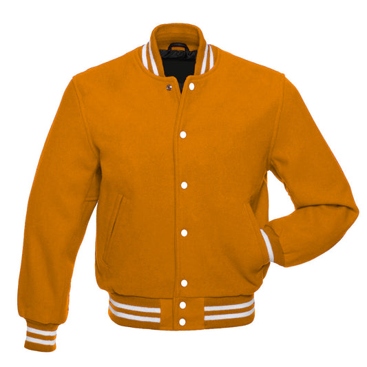 Gold All Wool Varsity Jacket – Letterman Baseball Style Coat