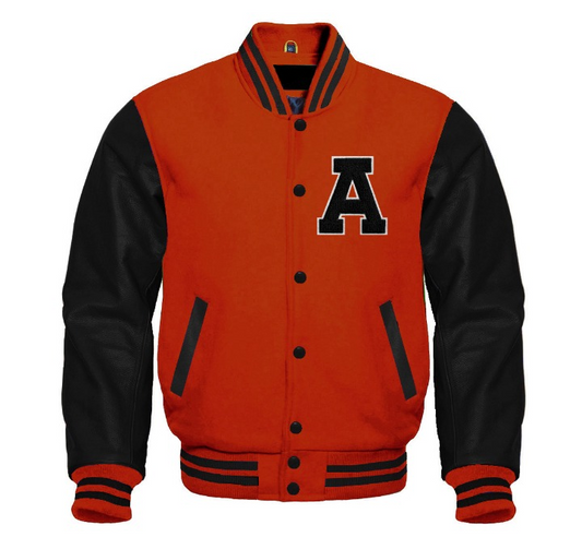 Letter A Classic Varsity Jacket | Premium Wool & Leather College Letterman