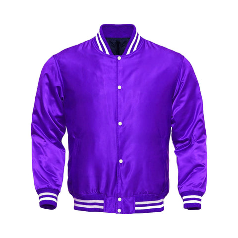 Purple Satin Varsity Jacket | Luxury Letterman Jacket with Streetwear Vibe