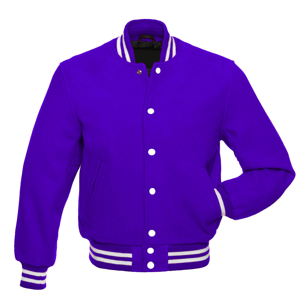 Purple All Wool Varsity Jacket – Letterman Baseball Style Coat