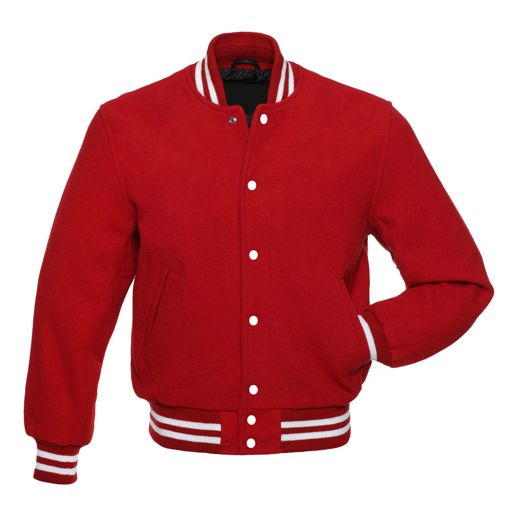 Red All Wool Varsity Jacket – Letterman Baseball Style Coat
