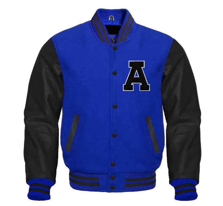 Letter A College Varsity Jacket | Wool Body & Leather Sleeves Letterman Style