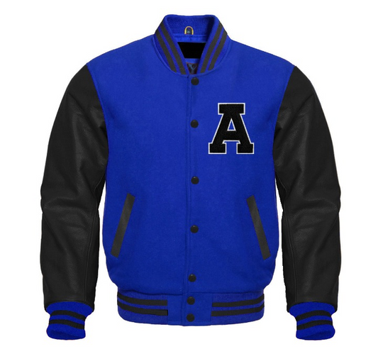Letter A College Varsity Jacket | Wool Body & Leather Sleeves Letterman Style