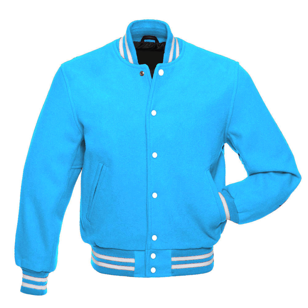 Sky Blue All Wool Varsity Jacket – Letterman Baseball Style Coat