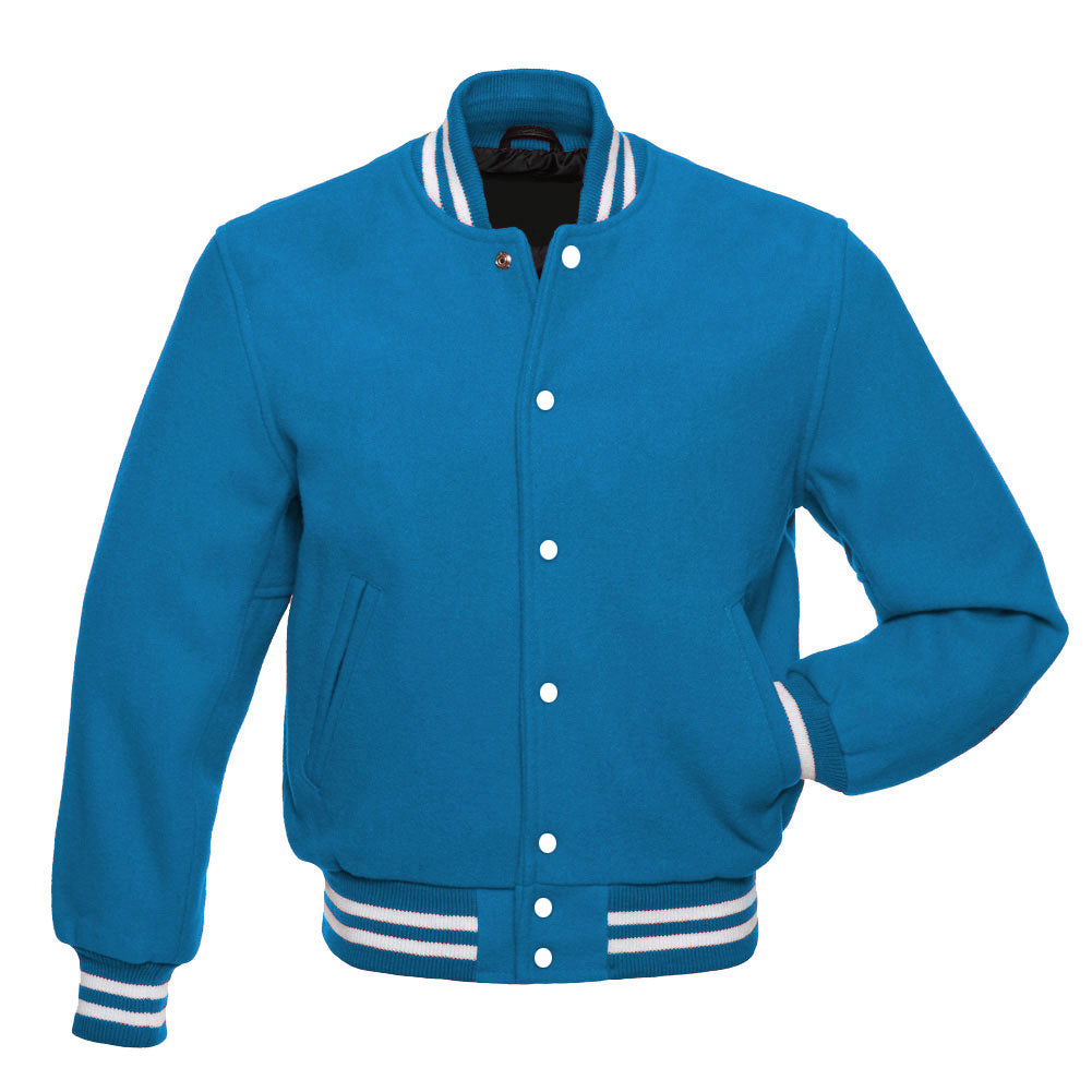 Teal Blue All Wool Varsity Jacket – Letterman Baseball Style Coat