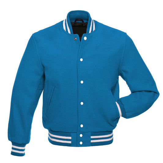 Teal Blue All Wool Varsity Jacket – Letterman Baseball Style Coat