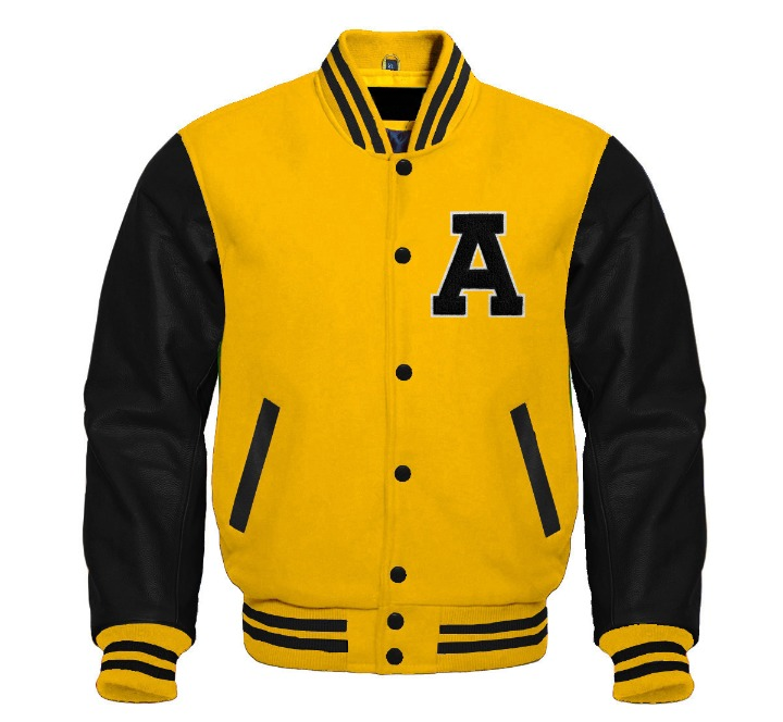 Classic Letter A Varsity Jacket | Wool Body & Leather Sleeves Letterman Coat