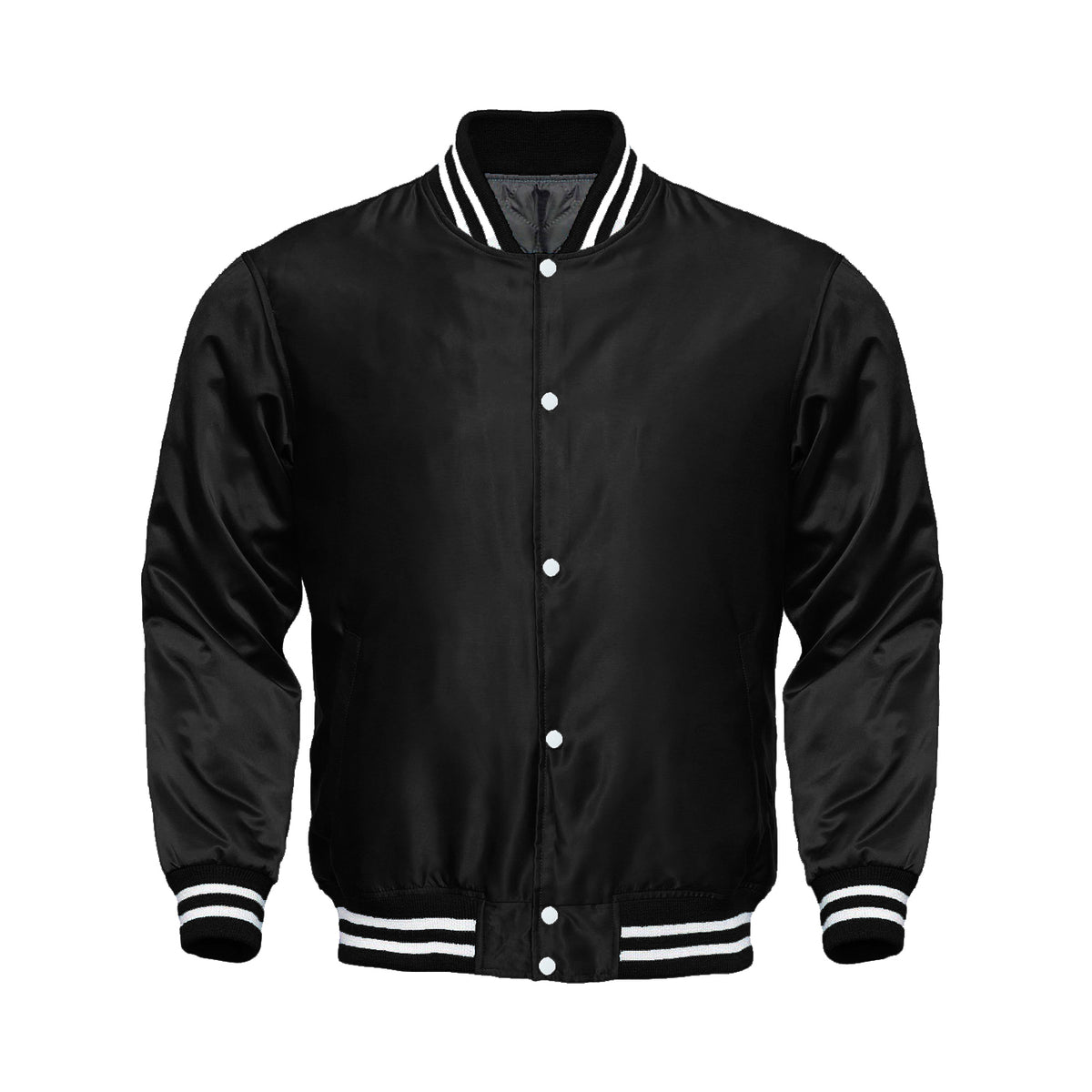 Black Satin Varsity Jacket | Classic Letterman Style Modern Street Style