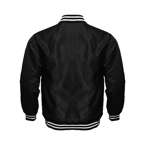 Black Satin Varsity Jacket | Classic Letterman Style Modern Street Style