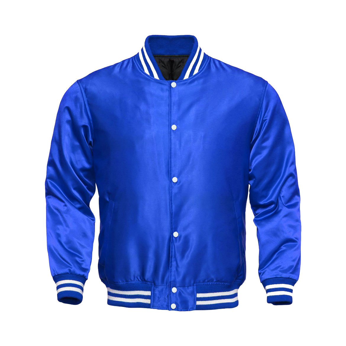 Blue Satin Varsity Jacket | Premium Glossy Letterman Jacket for Streetwear Style