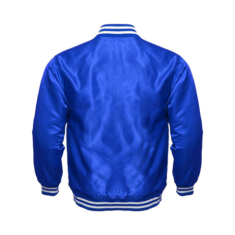 Blue Satin Varsity Jacket | Premium Glossy Letterman Jacket for Streetwear Style