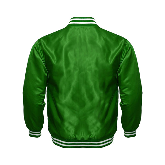 Green Satin Varsity Jacket | Modern Letterman Style & Streetwear Look