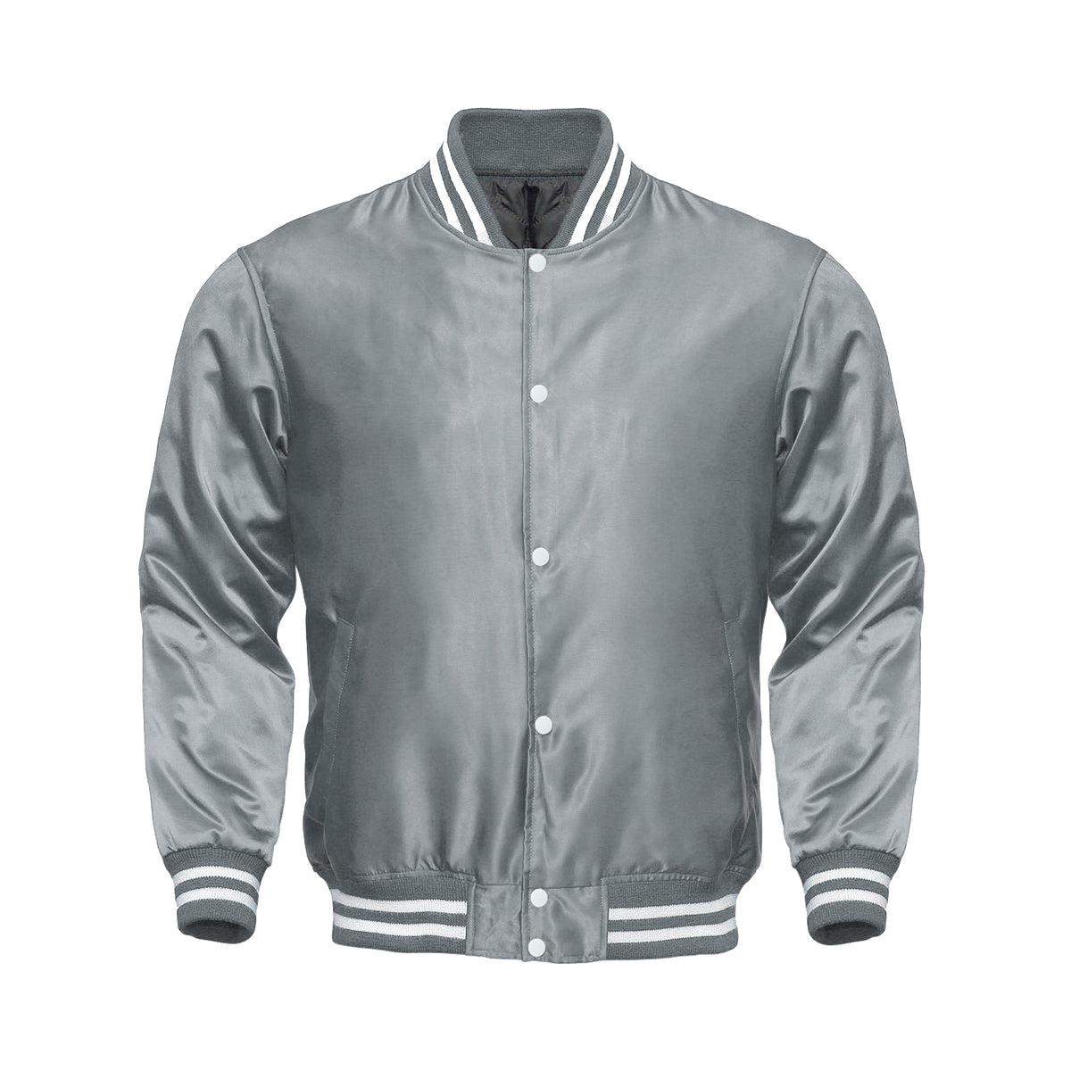 Gray Satin Varsity Jacket for Men & Women | Premium Satin Letterman Jacket