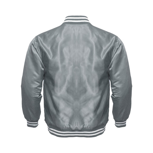Gray Satin Varsity Jacket for Men & Women | Premium Satin Letterman Jacket