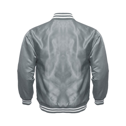 Gray Satin Varsity Jacket for Men & Women | Premium Satin Letterman Jacket
