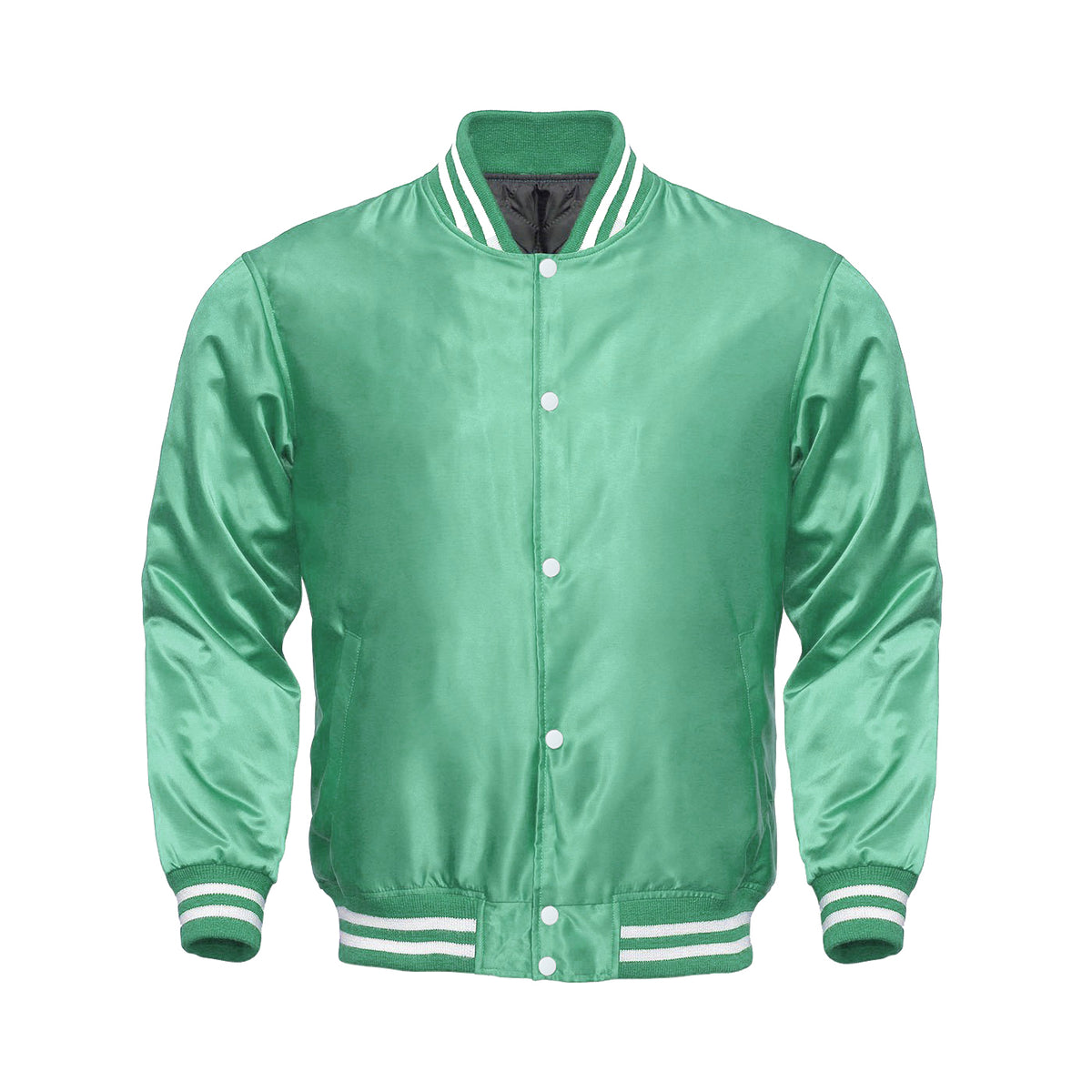 Light Green Satin Varsity Jacket | Fresh Retro Letterman Style