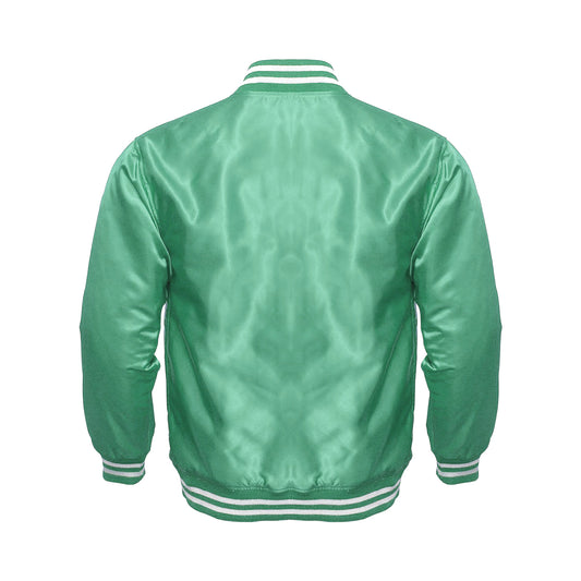 Light Green Satin Varsity Jacket | Fresh Retro Letterman Style