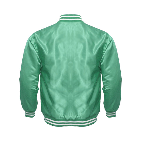 Light Green Satin Varsity Jacket | Fresh Retro Letterman Style