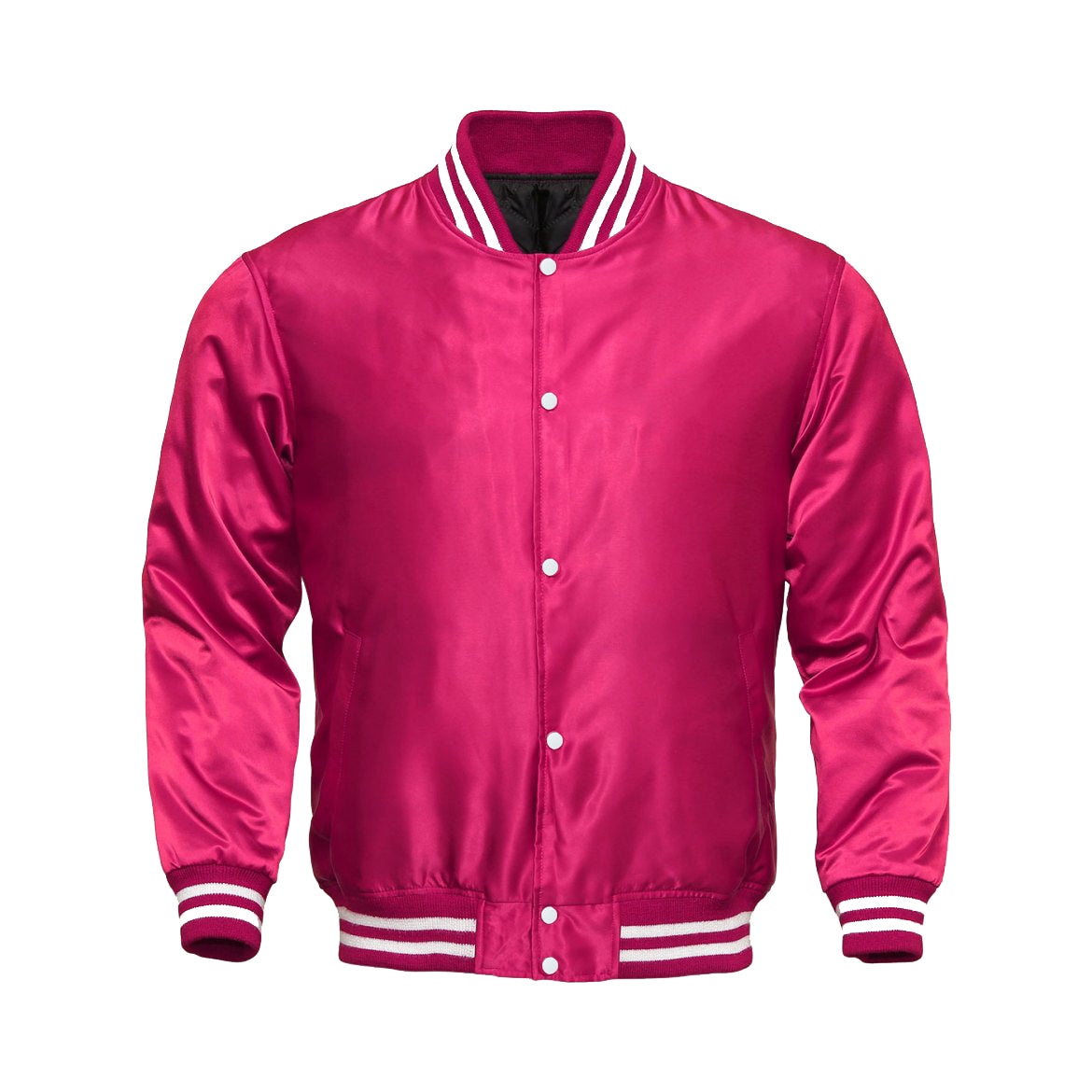Hot Pink Satin Varsity Jacket | Bold Retro Letterman Style