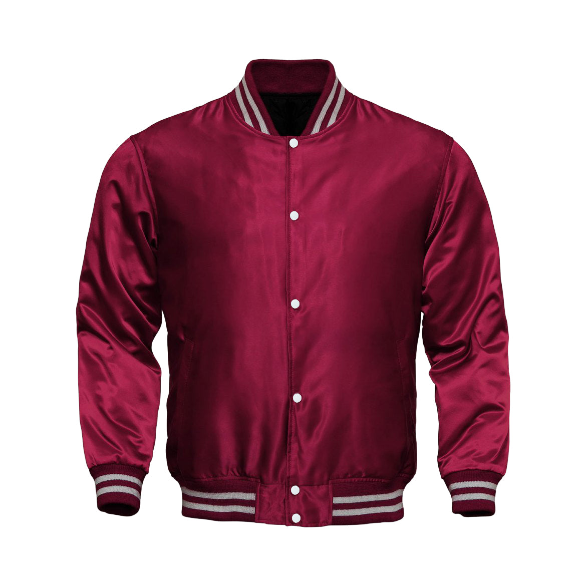 Maroon Satin Varsity Jacket | Classic Letterman Style