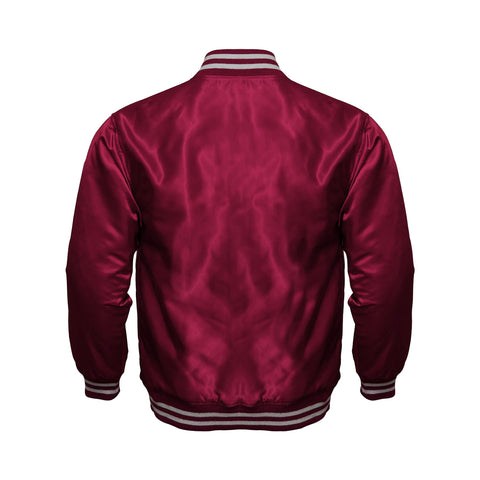 Maroon Satin Varsity Jacket | Classic Letterman Style