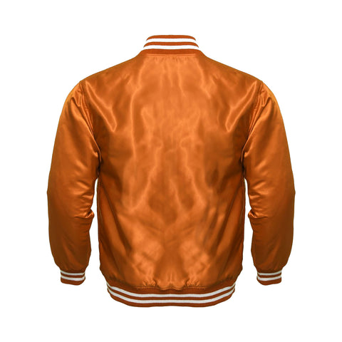 Vibrant Orange Satin Letterman Jacket | Classic College Varsity Style
